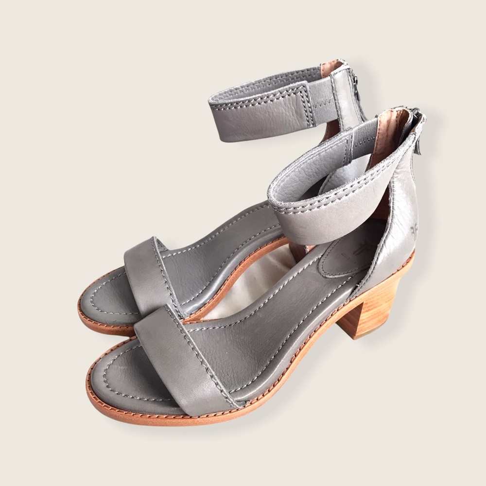 Frye Brielle Charcoal Grey Wooden Ankle Sandals - Picture 15 of 16